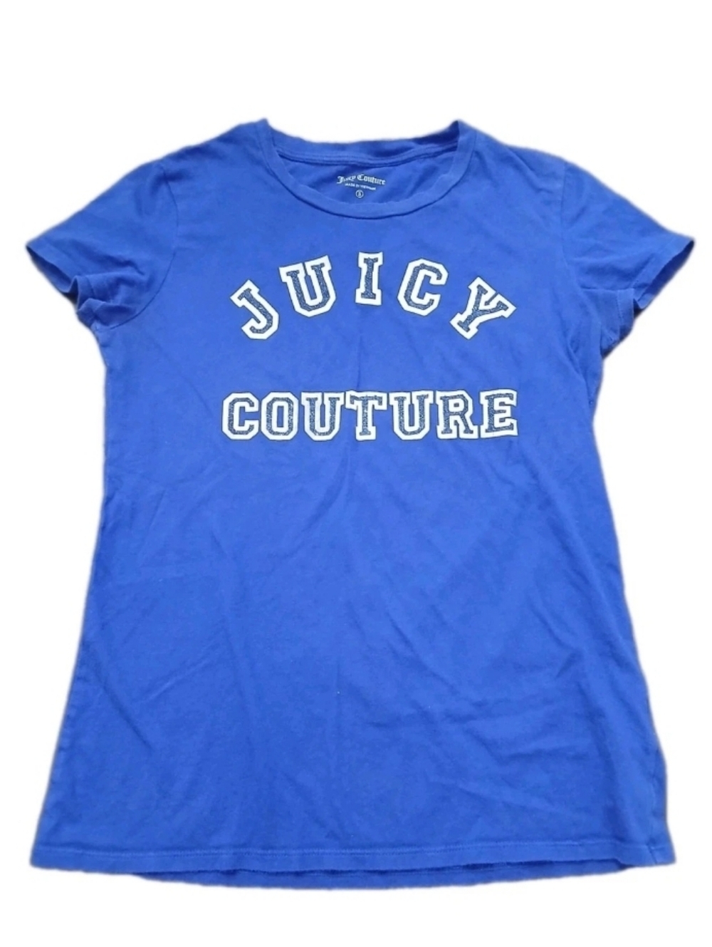 Juicy Couture Womens Glitter Graphic Blue T-shirt Size:Small - Picture 1 of 7